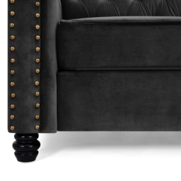 Home Detail Chesterfield 3 Seater Studded Black Velvet Sofa - Wilko - thumbnail 6