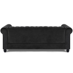 Home Detail Chesterfield 3 Seater Studded Black Velvet Sofa - Wilko - thumbnail 4