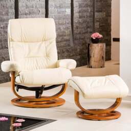 Artemis Home Barriston Cream Swivel Recliner Chair with Footstool - Size: Single - Beige - Wilko