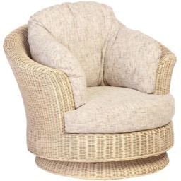 Desser Furniture Burford Natural Rattan and Farrow Swivel Tub Chair - Size: Single - Cream - Wilko - thumbnail 3