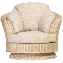 Desser Furniture Burford Natural Rattan and Farrow Swivel Tub Chair - Size: Single - Cream - Wilko - thumbnail 4