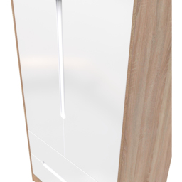 Crowndale Monaco 2 Door 2 Drawer White Gloss and Bardolino Oak Tall Wardrobe Ready Assembled - Size: 2 Door, 2 Drawer - White Gloss & Bardolino Oak - - thumbnail 4