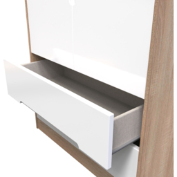 Crowndale Monaco 2 Door 2 Drawer White Gloss and Bardolino Oak Tall Wardrobe Ready Assembled - Size: 2 Door, 2 Drawer - White Gloss & Bardolino Oak - - thumbnail 7