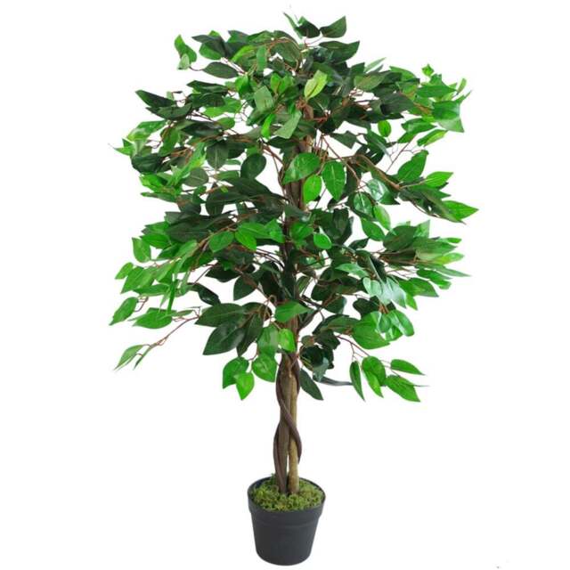Leaf Bushy Ficus Artificial Tree in Pot 110cm - Size: 110 x 60 x 60cm - Green - Wilko - image 1