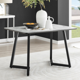 Furniturebox Copeland Valera Marble Effect 4 Seater Dining Set White and Black - Wilko - thumbnail 3