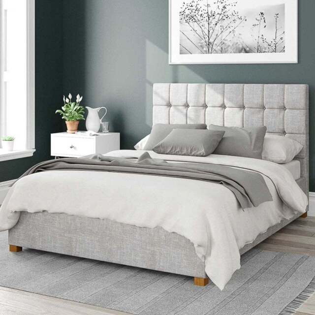 Aspire Sinatra Small Double Storm Pure Pastel Cotton Ottoman Bed - Grey - Aspire Beds - Wilko - image 1