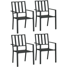 Outsunny Set of 4 Black Metal Slatted Patio Dining Chair - Size: 1 Seater - Wilko - thumbnail 3