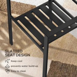 Outsunny Set of 4 Black Metal Slatted Patio Dining Chair - Size: 1 Seater - Wilko - thumbnail 5