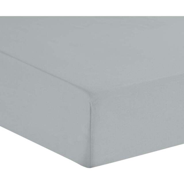 My Home Double Silver Polycotton Fitted Bed Sheet - Wilko - image 1