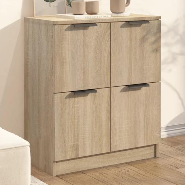vidaXL 4 Door Sonoma Oak Sideboard - Size: 70 x 60 x 30cm - Brown - Wilko - image 1