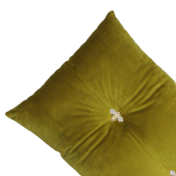 Paoletti Bumble Bee Olive Velvet Cushion - Size: 50 x 30cm - Green - Wilko - thumbnail 3