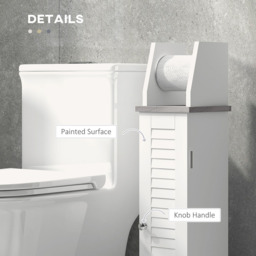 Portland Single Door White Slim Bathroom Cabinet with Roll Holder - Size: 18 x 20 x 80cm - Wilko - thumbnail 7
