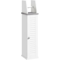 Portland Single Door White Slim Bathroom Cabinet with Roll Holder - Size: 18 x 20 x 80cm - Wilko - thumbnail 3