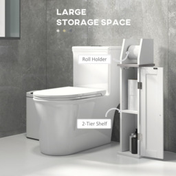Portland Single Door White Slim Bathroom Cabinet with Roll Holder - Size: 18 x 20 x 80cm - Wilko - thumbnail 6