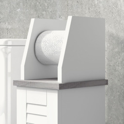 Portland Single Door White Slim Bathroom Cabinet with Roll Holder - Size: 18 x 20 x 80cm - Wilko - thumbnail 4