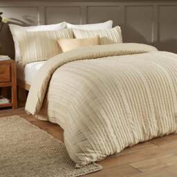Duvet Day Harrison Double Cream Stripe Printed Duvet Set - Wilko