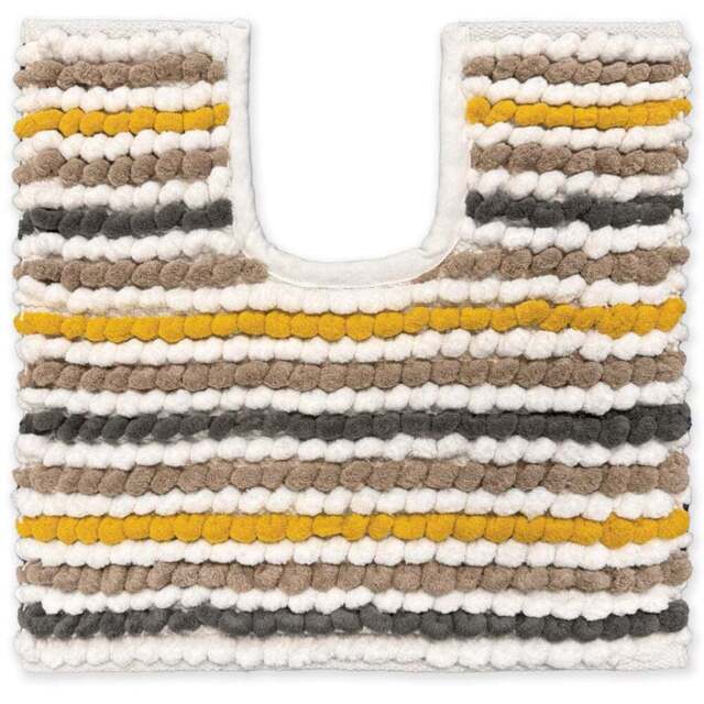 Allure Bath Fashions Mustard Striped Chunky Bobble Pedestal Mat 50 x 50cm - Yellow - Wilko - image 1
