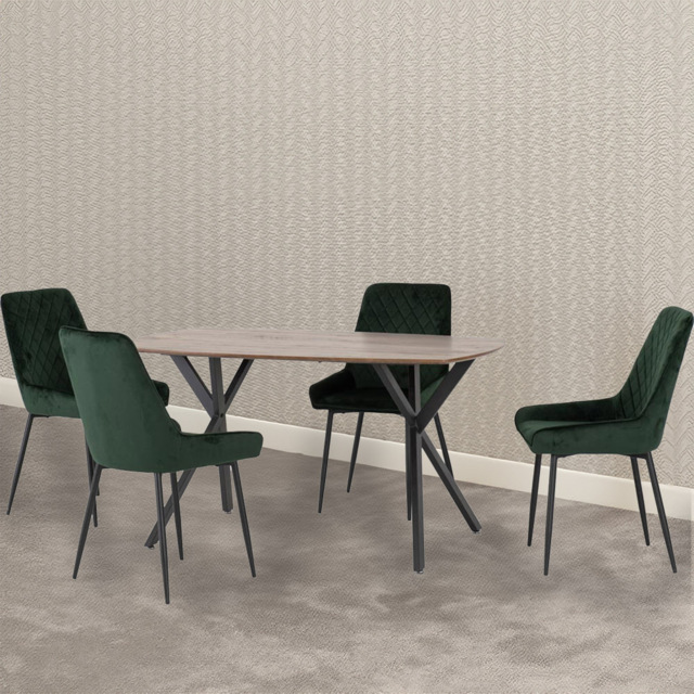 Seconique Athens Avery 4 Seater Dining Set Oak and Baby Pink - Brown - Wilko - image 1