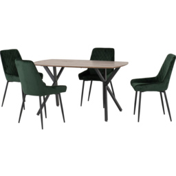 Seconique Athens Avery 4 Seater Dining Set Oak and Baby Pink - Brown - Wilko - thumbnail 3