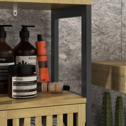 HOMCOM Adjustable Shelf Black Bathroom Floor Cabinet - Size: 90.5 cm x 30.0 cm x 32.0 cmcm - Wilko - thumbnail 4