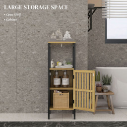 HOMCOM Adjustable Shelf Black Bathroom Floor Cabinet - Size: 90.5 cm x 30.0 cm x 32.0 cmcm - Wilko - thumbnail 5