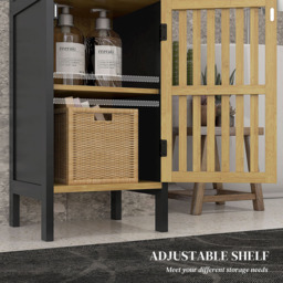 HOMCOM Adjustable Shelf Black Bathroom Floor Cabinet - Size: 90.5 cm x 30.0 cm x 32.0 cmcm - Wilko - thumbnail 7
