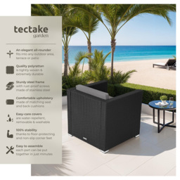 tectake Lignano Black Rattan Garden Armchair with Seat and Back Cushions - Size: 65 x 70 x 69cm - Wilko - thumbnail 6