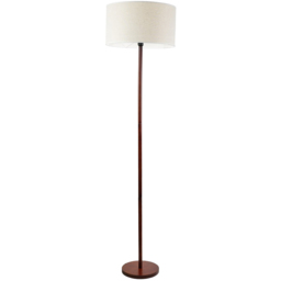 ValueLights Heather Natural White Trim Drum Shade Dark Wood Stem LED Floor Lamp - Cream - Wilko