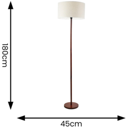 ValueLights Heather Natural White Trim Drum Shade Dark Wood Stem LED Floor Lamp - Cream - Wilko - thumbnail 5
