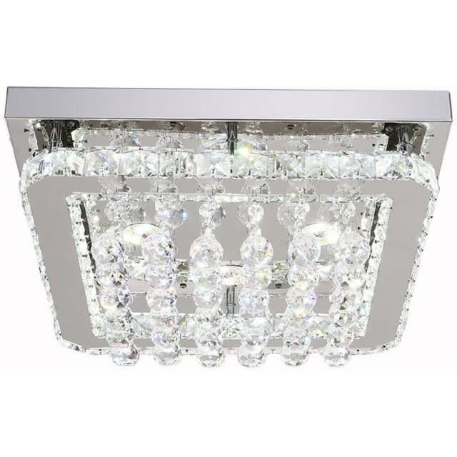 Living and Home Crystal LED Flush Mount Ceiling Light - Size: 12 x 40 x 40cm - White - Wilko - image 1