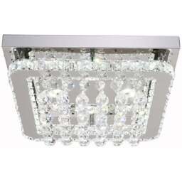 Living and Home Crystal LED Flush Mount Ceiling Light - Size: 12 x 40 x 40cm - White - Wilko - thumbnail 1
