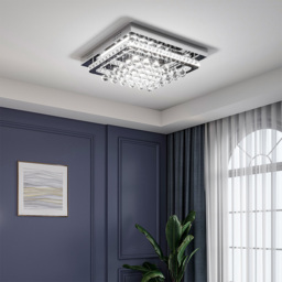 Living and Home Crystal LED Flush Mount Ceiling Light - Size: 12 x 40 x 40cm - White - Wilko - thumbnail 3