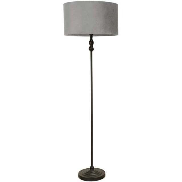 ValueLights Maggie Grey Velvet Shade Black Metal Candlestick Floor Lamp - Size: 151 x 45 x 45cm - Wilko - image 1