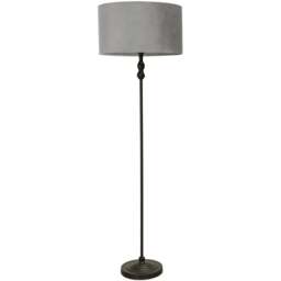 ValueLights Maggie Grey Velvet Shade Black Metal Candlestick Floor Lamp - Size: 151 x 45 x 45cm - Wilko - thumbnail 1