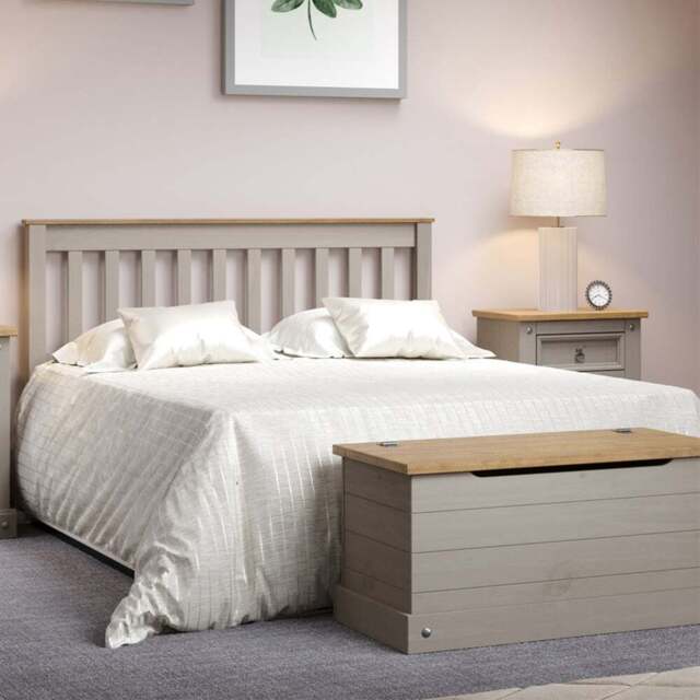 Corona Double Grey Washed Wax Finish Slatted Low End Bedstead - Wilko - image 1