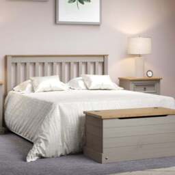 Corona Double Grey Washed Wax Finish Slatted Low End Bedstead - Wilko - thumbnail 1