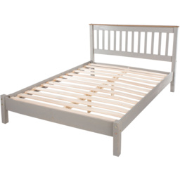 Corona Double Grey Washed Wax Finish Slatted Low End Bedstead - Wilko - thumbnail 3