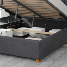 Aspire Hepburn King Size Steel Plush Velvet Ottoman Bed - Silver - Aspire Beds - Wilko - thumbnail 4