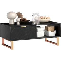 HOMCOM Single Drawer Black Coffee Table - Size: 40.0 cm x 50.0 cm x 100.0 cmcm - Wilko - thumbnail 3