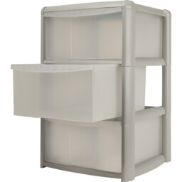3 Drawer Grey Tower Storage Unit - Size: 39 x 60 x 38cm - Wilko - thumbnail 3