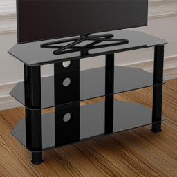 AVF Classic 2 Shelf Black Glass Corner TV Unit with Cable Management - AVF Group Ltd - Wilko