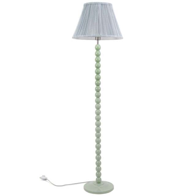 ValueLights Bobbins Blue Stripe Pleated Shade Sage Green LED Floor Lamp - Size: 149 x 40 x 40cm - Wilko - image 1