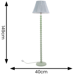 ValueLights Bobbins Blue Stripe Pleated Shade Sage Green LED Floor Lamp - Size: 149 x 40 x 40cm - Wilko - thumbnail 7