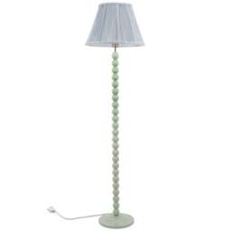 ValueLights Bobbins Blue Stripe Pleated Shade Sage Green LED Floor Lamp - Size: 149 x 40 x 40cm - Wilko