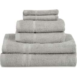 Allure Bath Fashions Hotel Essentials Supersoft Cotton Silver Towel Bundle Set of 6 - Size: 70 x 120cm - Wilko - thumbnail 1