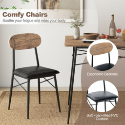 Costway 4 Seater Faux Leather Dining Set with Bench Rustic Brown - Wilko - thumbnail 7