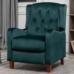 Furniture One Green Wing Back Pushback Recliner Armchair - Size: Single - Wilko