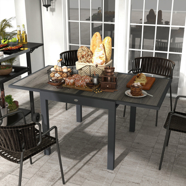 Outsunny 6 Seater Aluminium Extending Garden Dining Table - Size: 94 x 18 x 93cm - Grey - Wilko - image 1