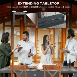Outsunny 6 Seater Aluminium Extending Garden Dining Table - Size: 94 x 18 x 93cm - Grey - Wilko - thumbnail 5