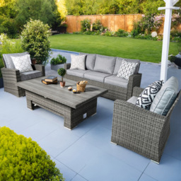 RayGar Vermont 5 Seater Rattan Garden Lounge Set - Grey - Wilko - thumbnail 1